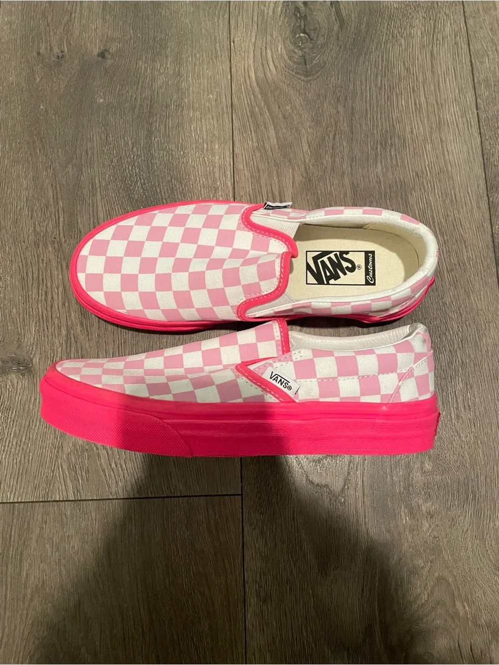 Vans Slip-On Checkerboard Sneakers - Pink & White - Picture 2 of 5